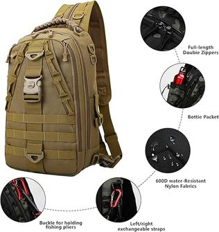 DRAGOWA TACTICAL Jednoremenski ruksak Charlie 20 L, khaki