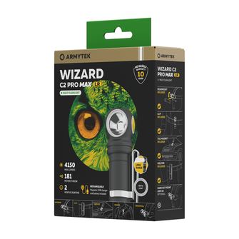 ArmyTek Wizard C2 Pro Max LR White LED džepna svjetiljka s kopčom za remen, s torbicom napajanje s akumulatorom 4150 lm