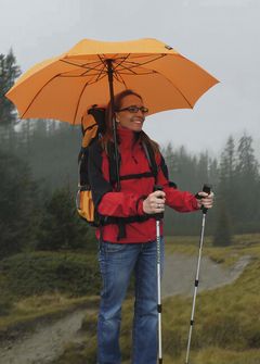 EuroSchirm teleScope handsfree UV Teleskopski trekking kišobran s pričvršćivanjem na ruksak, narančasti